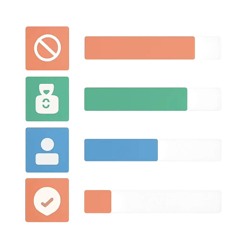 Infographic comparing options using coloured bars and icons only, no text or labels, flat design, Tiranga Lottery