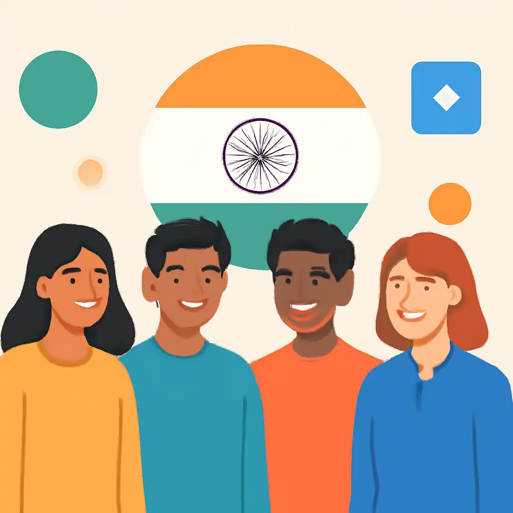 Group of diverse users smiling: Tiranga Lottery community photo