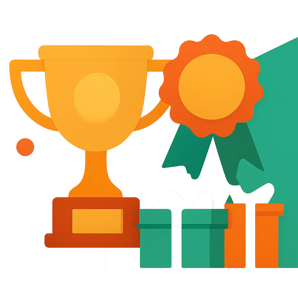 Trophy and reward icons: Tiranga Lottery bonuses graphic